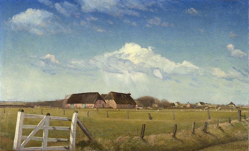 Laurits Andersen Ring Fenced in Pastures by a Farm with a Stork Nest on the Roof